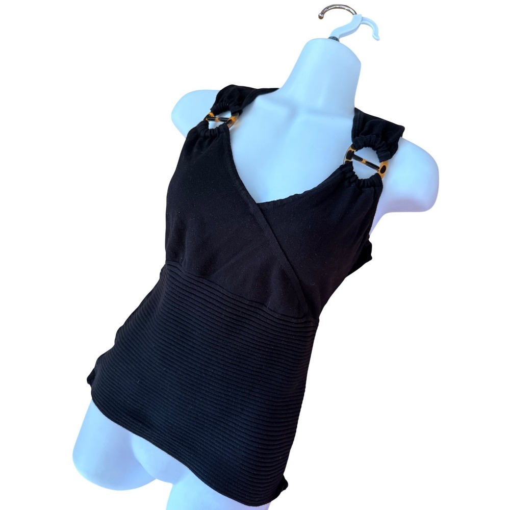 Y2K 2000s style August Silk Black Knit Top with Ring‎ Straps